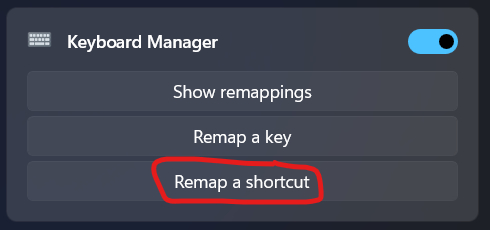 Remap a shortcut